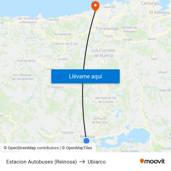 Estacion Autobuses (Reinosa) to Ubiarco map