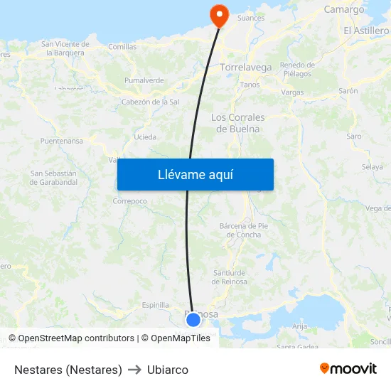 Nestares (Nestares) to Ubiarco map