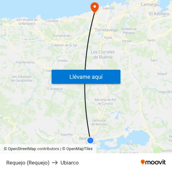 Requejo (Requejo) to Ubiarco map
