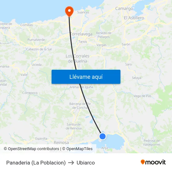 Panaderia (La Poblacion) to Ubiarco map