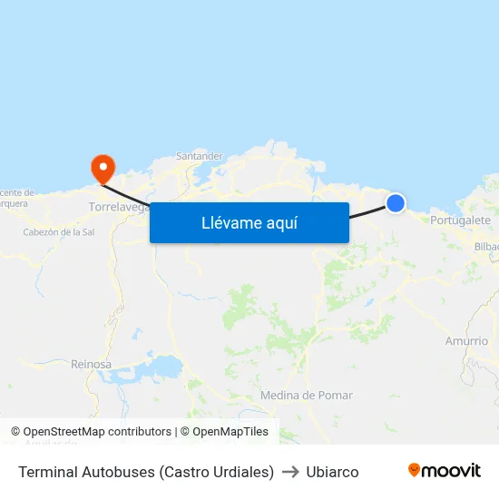 Terminal Autobuses (Castro Urdiales) to Ubiarco map