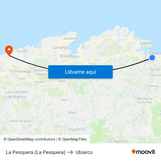 La Pesquera (La Pesquera) to Ubiarco map