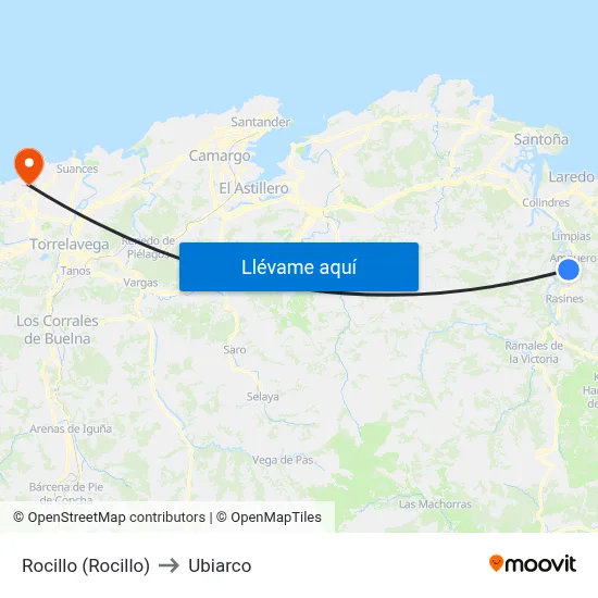 Rocillo (Rocillo) to Ubiarco map