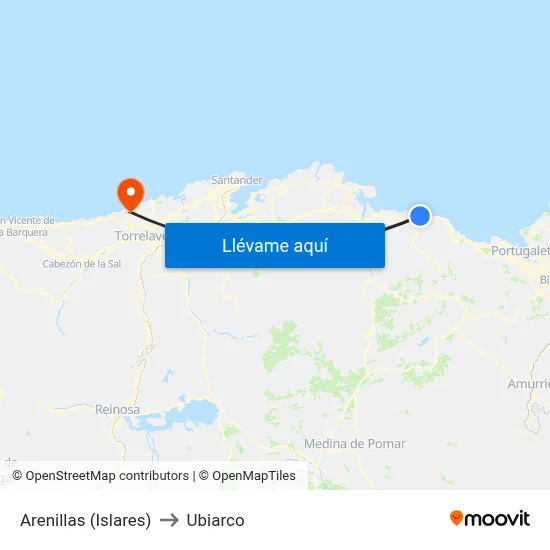 Arenillas (Islares) to Ubiarco map