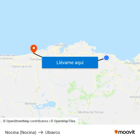 Nocina (Nocina) to Ubiarco map