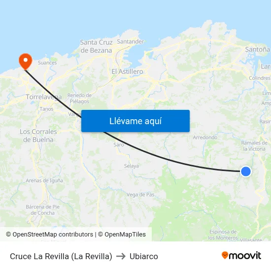 Cruce La Revilla (La Revilla) to Ubiarco map