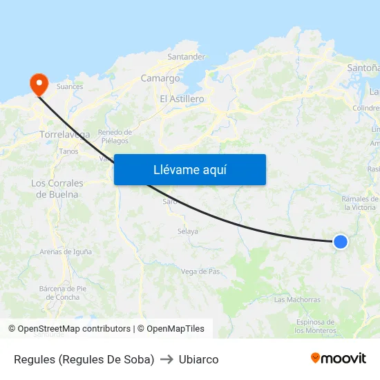 Regules (Regules De Soba) to Ubiarco map