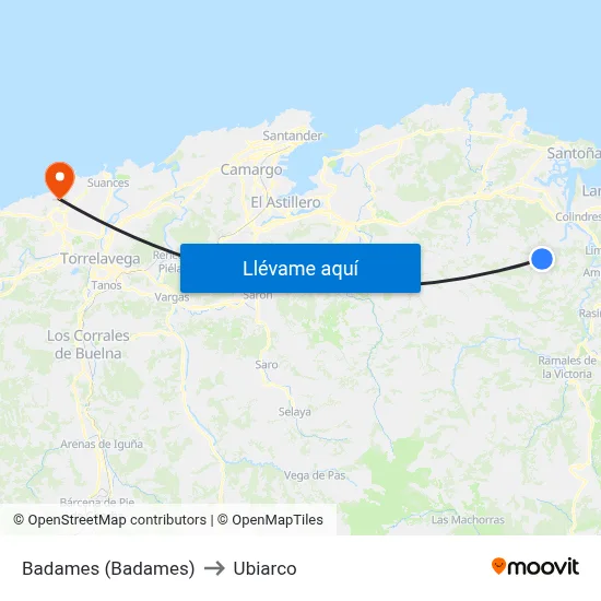 Badames (Badames) to Ubiarco map