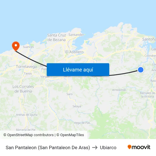 San Pantaleon (San Pantaleon De Aras) to Ubiarco map