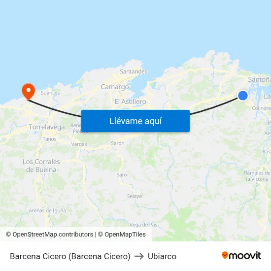 Barcena Cicero (Barcena Cicero) to Ubiarco map