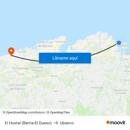 El Hostal (Berria-El Dueso) to Ubiarco map