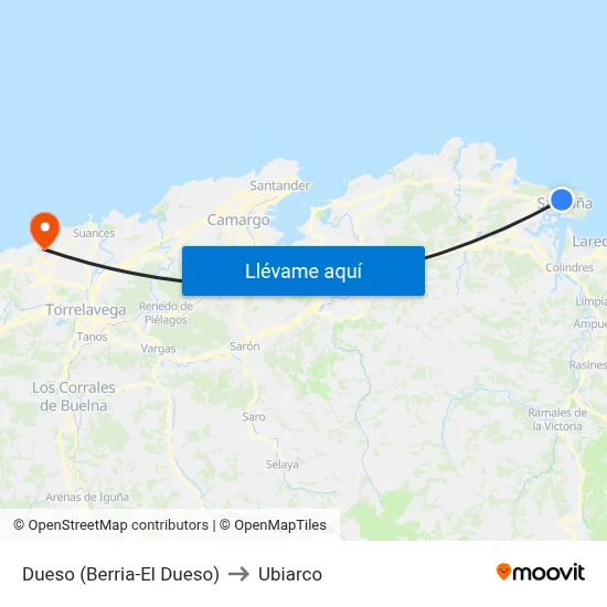 Dueso (Berria-El Dueso) to Ubiarco map