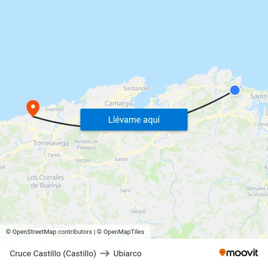 Cruce Castillo (Castillo) to Ubiarco map