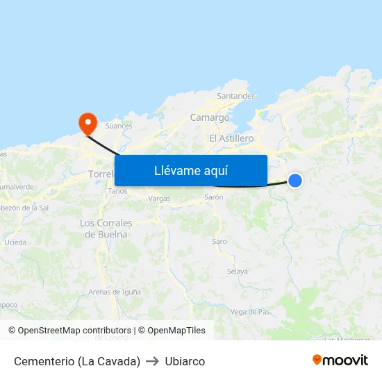Cementerio (La Cavada) to Ubiarco map