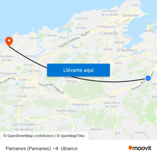 Pamanes (Pamanes) to Ubiarco map