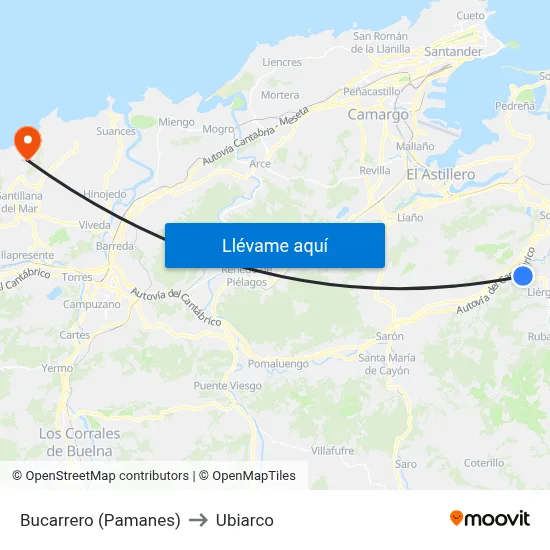 Bucarrero (Pamanes) to Ubiarco map