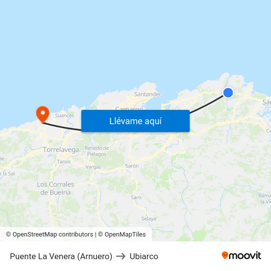 Puente La Venera (Arnuero) to Ubiarco map