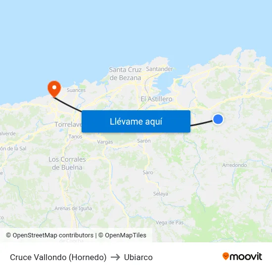 Cruce Vallondo (Hornedo) to Ubiarco map