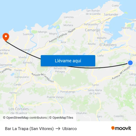 Bar La Trapa (San Vitores) to Ubiarco map