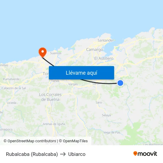 Rubalcaba (Rubalcaba) to Ubiarco map