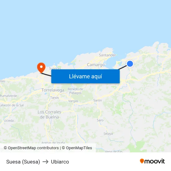 Suesa (Suesa) to Ubiarco map