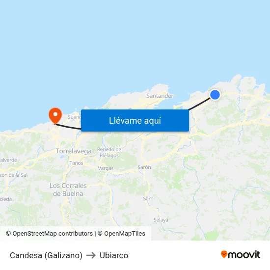Candesa (Galizano) to Ubiarco map