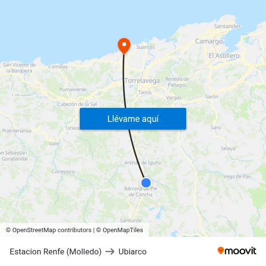 Estacion Renfe (Molledo) to Ubiarco map