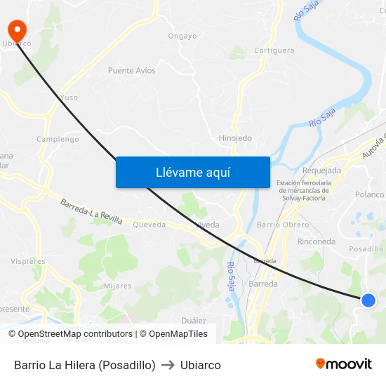 Barrio La Hilera (Posadillo) to Ubiarco map