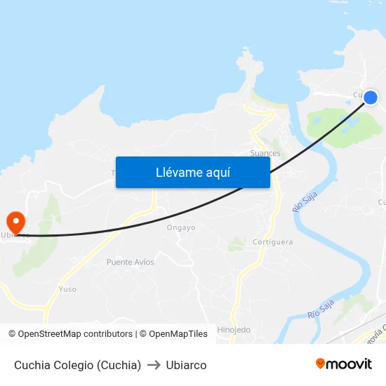 Cuchia Colegio (Cuchia) to Ubiarco map