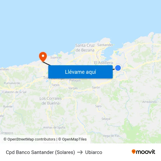 Cpd Banco Santander (Solares) to Ubiarco map