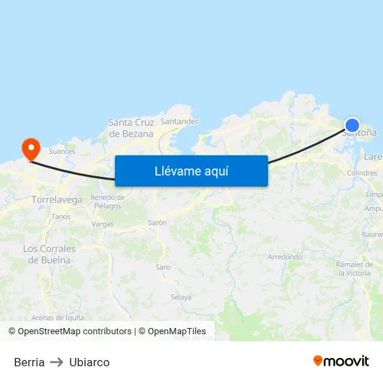 Berria to Ubiarco map