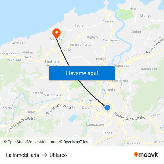 La Inmobiliaria to Ubiarco map
