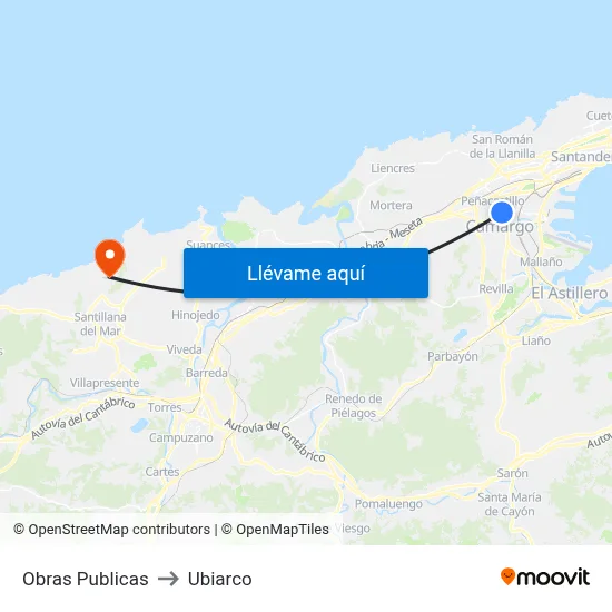 Obras Publicas to Ubiarco map