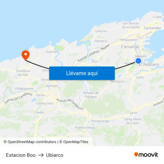 Estacion Boo to Ubiarco map