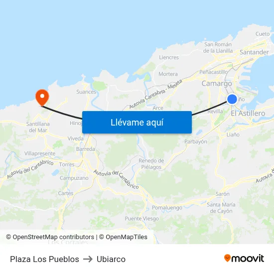 Plaza Los Pueblos to Ubiarco map