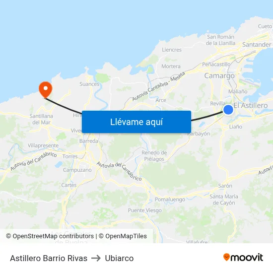 Astillero Barrio Rivas to Ubiarco map