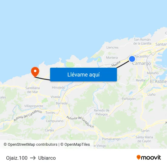 Ojaiz.100 to Ubiarco map