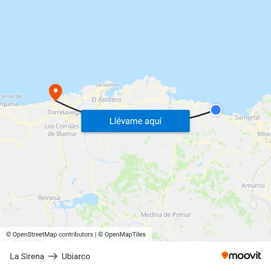 La Sirena to Ubiarco map