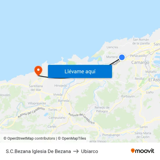 S.C.Bezana Iglesia De Bezana to Ubiarco map