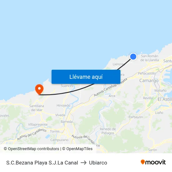 S.C.Bezana Playa S.J.La Canal to Ubiarco map