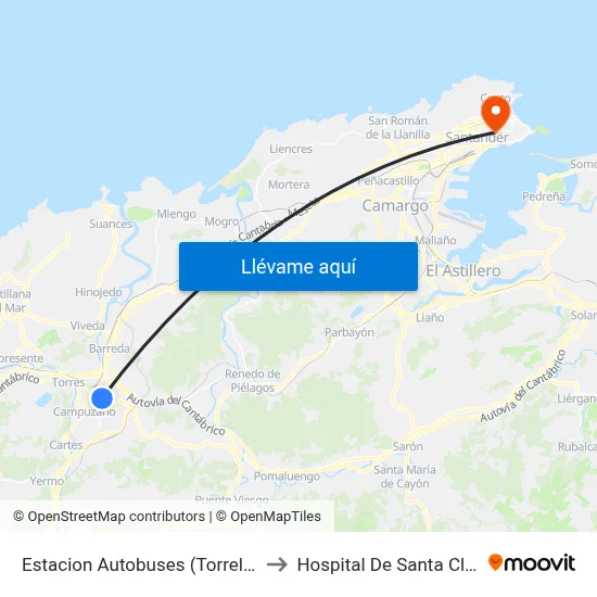 Estacion Autobuses (Torrelavega) to Hospital De Santa Clotilde map