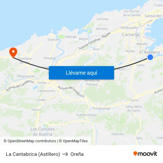 La Cantabrica (Astillero) to Oreña map