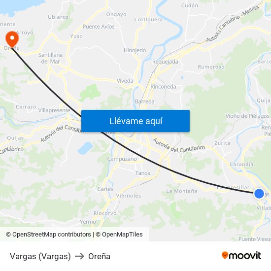 Vargas (Vargas) to Oreña map