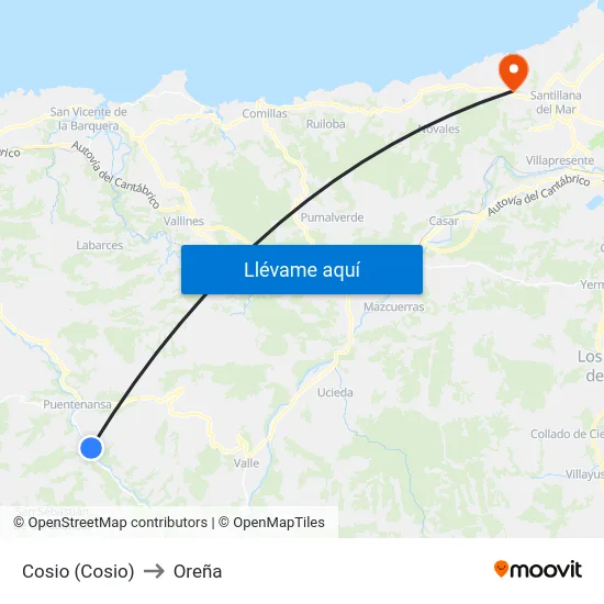 Cosio (Cosio) to Oreña map