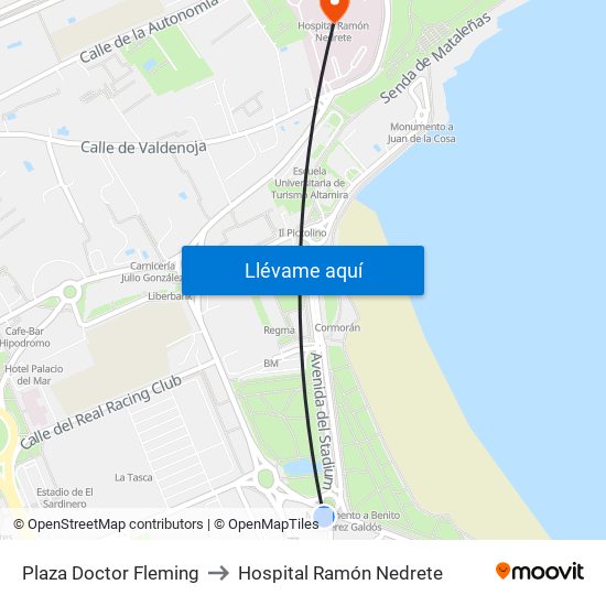 Plaza Doctor Fleming to Hospital Ramón Nedrete map