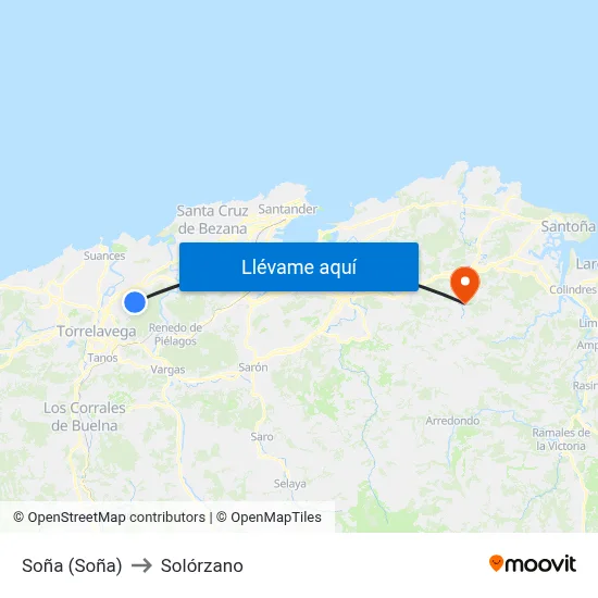 Soña (Soña) to Solórzano map