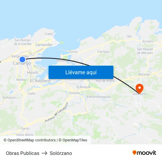 Obras Publicas to Solórzano map