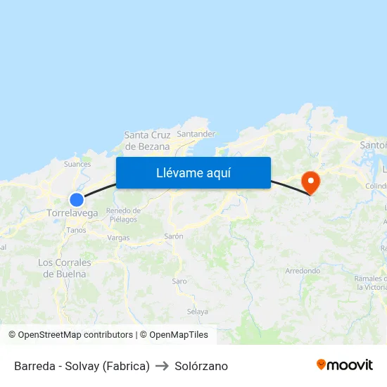 Barreda - Solvay (Fabrica) to Solórzano map