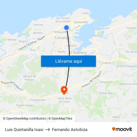 Luis Quintanilla Isasi to Fernando Astobiza map