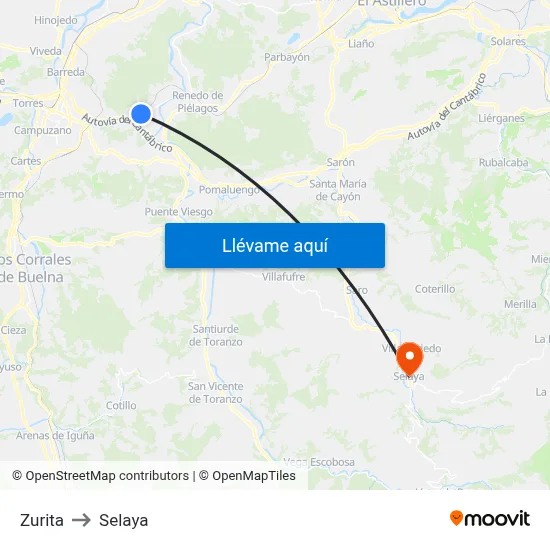Zurita to Selaya map